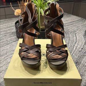 Lucky Brand Dark Brown Strappy Heels